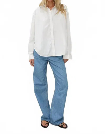 Lna Valyria Button Up Blouse In Vapor In Blue