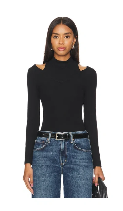 Lna Vivian Ribbed Top In Black