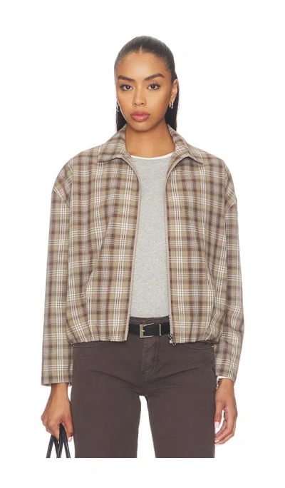 Lna Vivienne Plaid Zip Up Jacket In Multi
