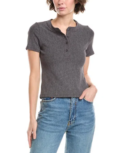 Lna Xander Rib Henley T-shirt In Gray