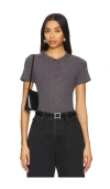 Lna Xander Rib Henley Tee In Grey