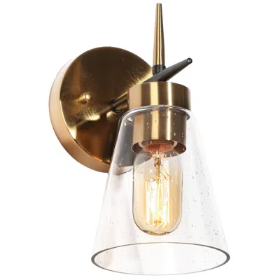 L.n.c. 10" High 1-light Black And Brass Armed Wall Sconce In Gold
