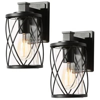 L.n.c. 10.6" High Textured Black Cylinder Metal Outdoor Wall Light
