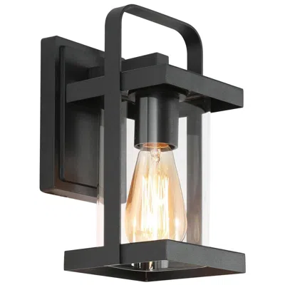 L.n.c. 10.6" High Textured Black Square Metal Outdoor Wall Light