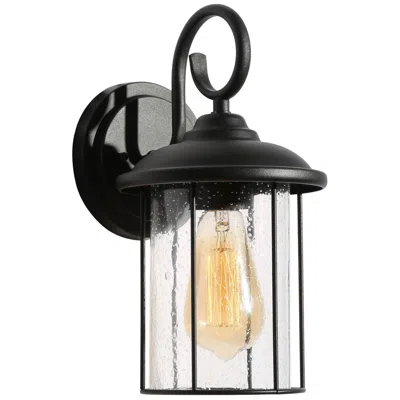 L.n.c. 12.6" High Textured Black Cylinder Metal Outdoor Wall Light