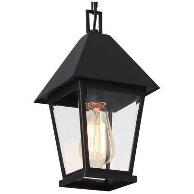 L.n.c. 13" High 1-light Black Clear Glass Outdoor Pendant Light