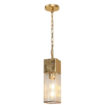 L.n.c. 14 3/5" High Gold Texture Glass Mini Pendant