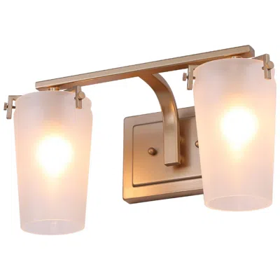 L.n.c. 14.2" Wide Gold 2-light Vanity Light With Frosted Glass Shades