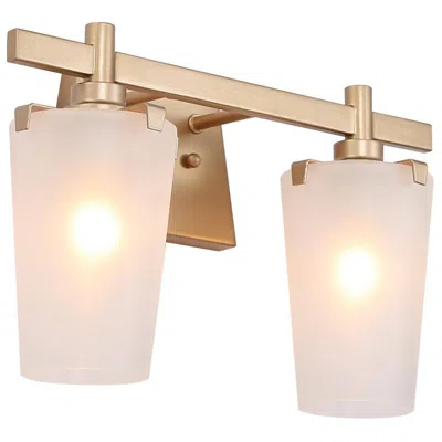 L.n.c. 14.2" Wide Gold Cone-shaped 2-light Vanity Light With Frosted Glass Sh