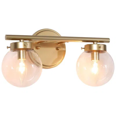 L.n.c. 14.2" Wide Gold Globe-shaped 2-light Vanity Light With Clear Glass Sha
