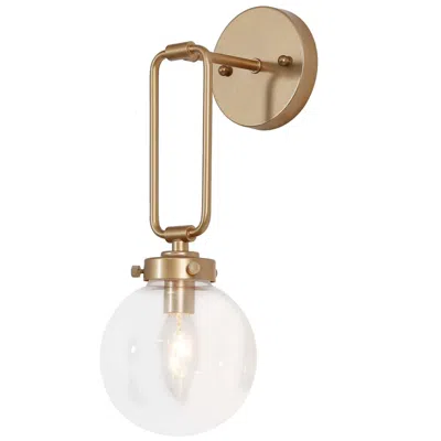 L.n.c. 14.6" High Gold Globe-shaped 1-light Wall Sconce With Clear Glass Shad
