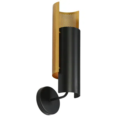 L.n.c. 17.4" High Black And Brass Metal Wall Sconce