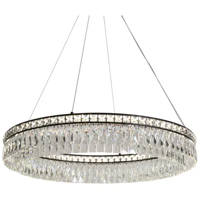 L.n.c. 1-light 33.5"w Ring Matte Black Crystal Chandelier Led