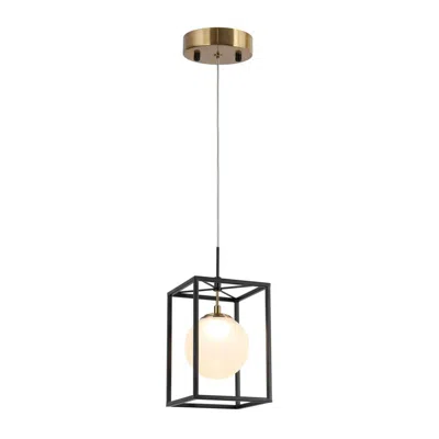 L.n.c. 1-light Black And Plating Brass Cage Led Pendant Lamp With Frosted Glass In Gold