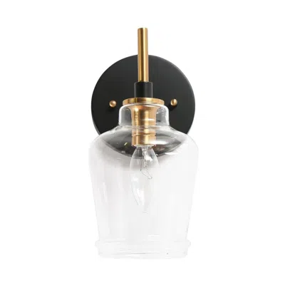 L.n.c. 1-light Black Bathroom Wall Sconce With Bell Clear Glass