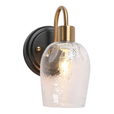 L.n.c. 1-light Brass Gold And Black Glass Wall Sconce