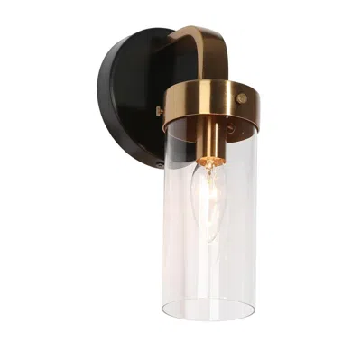 L.n.c. 1-light Brass Gold Wall Sconce With Matte Black Vanity Light