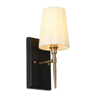 L.n.c. 1-light Brass-plated Indoor Wall Sconce With Fabric In White