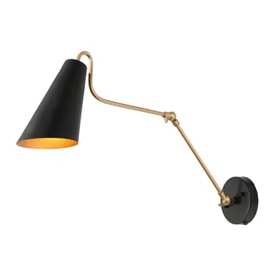 L.n.c. 1-light Gold And Black Arm Wall Sconce