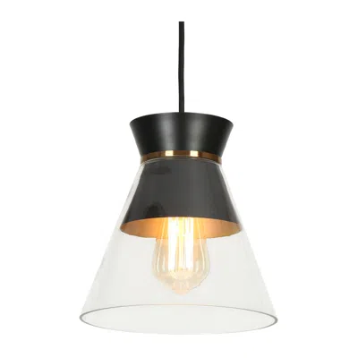 L.n.c. 1-light Matte Black And Plating Brass Pendant Lamp With Clear Glass