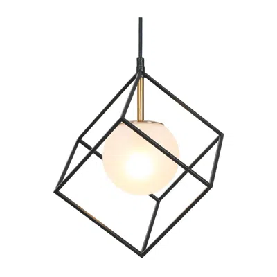 L.n.c. 1-light Matte Black And Plating Brass Pendant Lamp With Frosted Glass