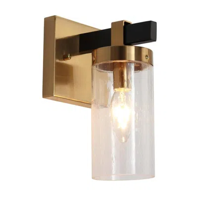 L.n.c. 1-light Modern Brass Gold Wall Sconce With Seeded Glass