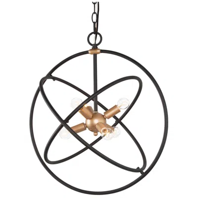 L.n.c. 20" Wide 6-light Black Gold Lantern Globe Chandelier
