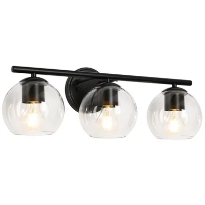L.n.c. 21.5" Wide Black 3-light Vanity Light With Clear Glass Shades