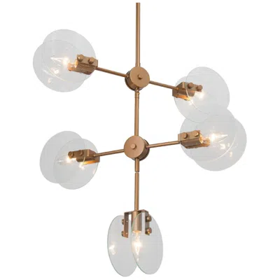 L.n.c. 22.5" Wide 5-light Brass Linear Glass Sputnik Chandelier In Gold