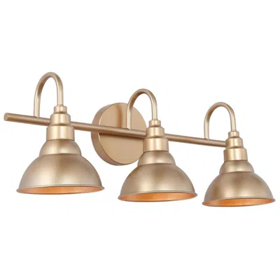 L.n.c. 23.2" Wide Gold 3-light Vanity Light With Metal Shades