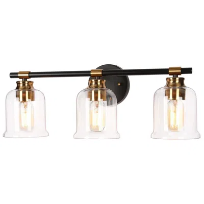 L.n.c. Lnc 24" Wide Black And Gold With Clear Glass Domes Bath Bar Light