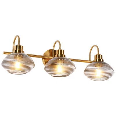 L.n.c. 26.3"w Polished Brass Gold 3-light Bath Vanity Light