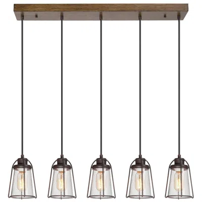 L.n.c. 29" Wide 5-light Farmhouse Brown Island Chandelier