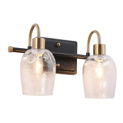 L.n.c. 2-light Black And Brass Gold Bathroom Vanity Light