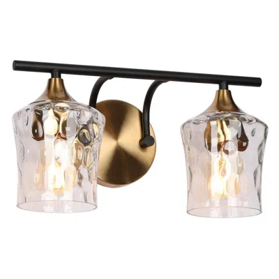 L.n.c. 2-light Black And Brass Gold Wall Sconce