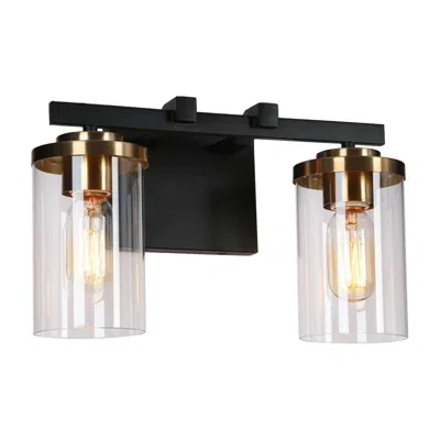 L.n.c. 2-light Black And Brass Vanity Light For Bathroom