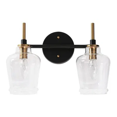 L.n.c. 2-light Black Bathroom Vanity Light With Bell Clear Glass