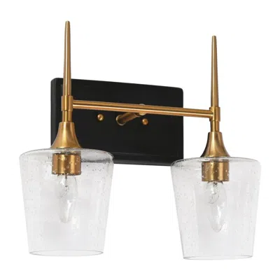 L.n.c. 2-light Black Bathroom Vanity Light With Brass Gold Bathlight