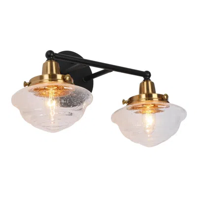 L.n.c. 2-light Black Bathroom Vanity Light With Seeded Glass In Gold