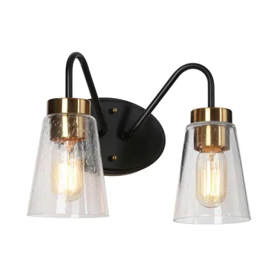 L.n.c. 2-light Black Bathroom Vanity Light With Seeded Glass