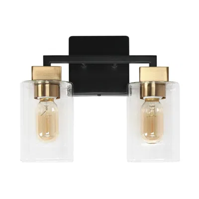 L.n.c. 2-light Brass And Black Vanity Light With Clear Glass In Gold