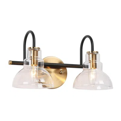 L.n.c. 2-light Brass Gold Bathroom Vanity Light With Clear Glass In Multi