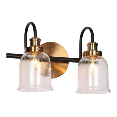 L.n.c. 2-light Brass Plated Seeded Glass Bathroom Vanity Light In Gold