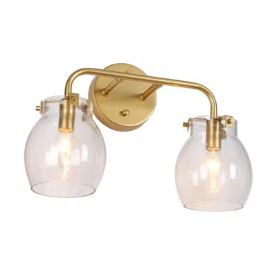 L.n.c. 2-light Gold Bathroom Vanity Light With Seeded Glass
