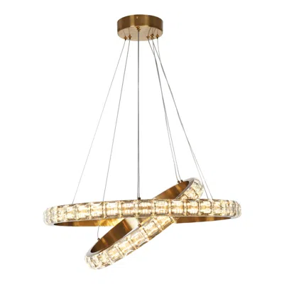 L.n.c. 2-light Gold Led Chandelier With Crystal