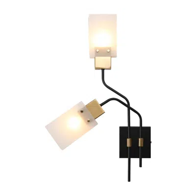 L.n.c. 2-light Matte Black Frosted Glass Wall Lamp