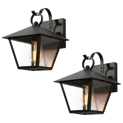 L.n.c. 2-pack 10.2" High Textured Black Geometric Metal Outdoor Wall Light