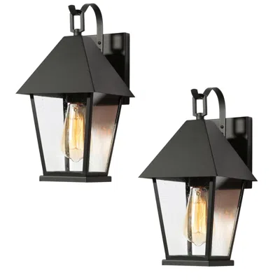 L.n.c. 2-pack 13.8" High Textured Black Geometric Metal Outdoor Wall Light