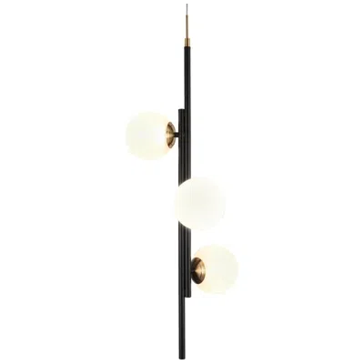 L.n.c. 3-light Black And Brass Ball Led Chandeliers With Frosted Glass