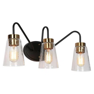 L.n.c. 3-light Black And Brass Gold Bathroom Vanity Light